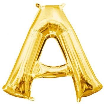 Air-Filled Letter &quot;A&quot;- Gold 14&quot; Balloon (Will Not Float)