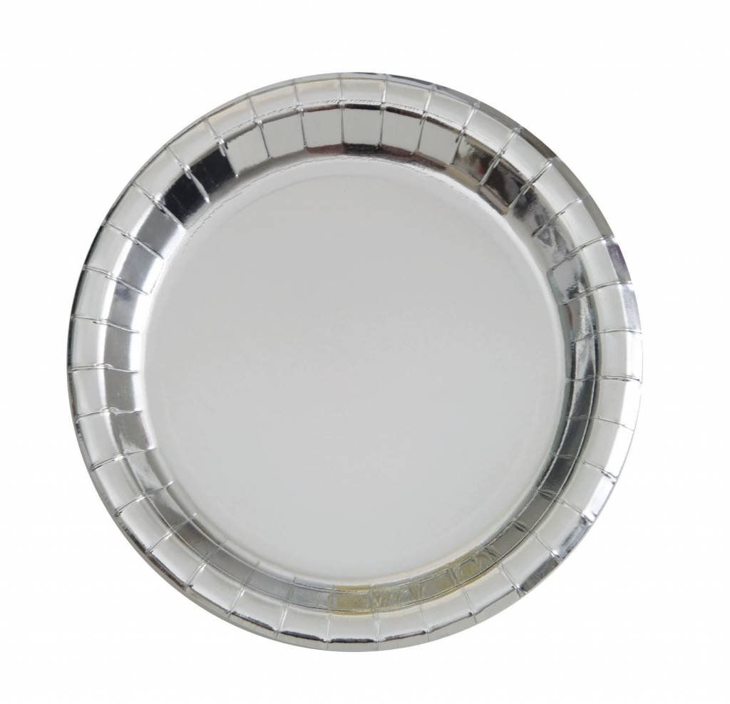 Silver Metallic 9&quot; Plates (8)