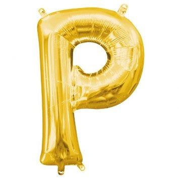 Air-Filled Letter &quot;P&quot;- Gold 14&quot; Balloon (Will Not Float)