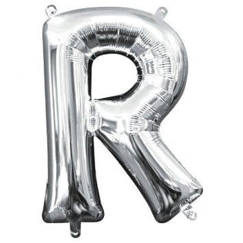 Air-Filled Letter &quot;R&quot;- Silver 14&quot; Balloon (Will Not Float)