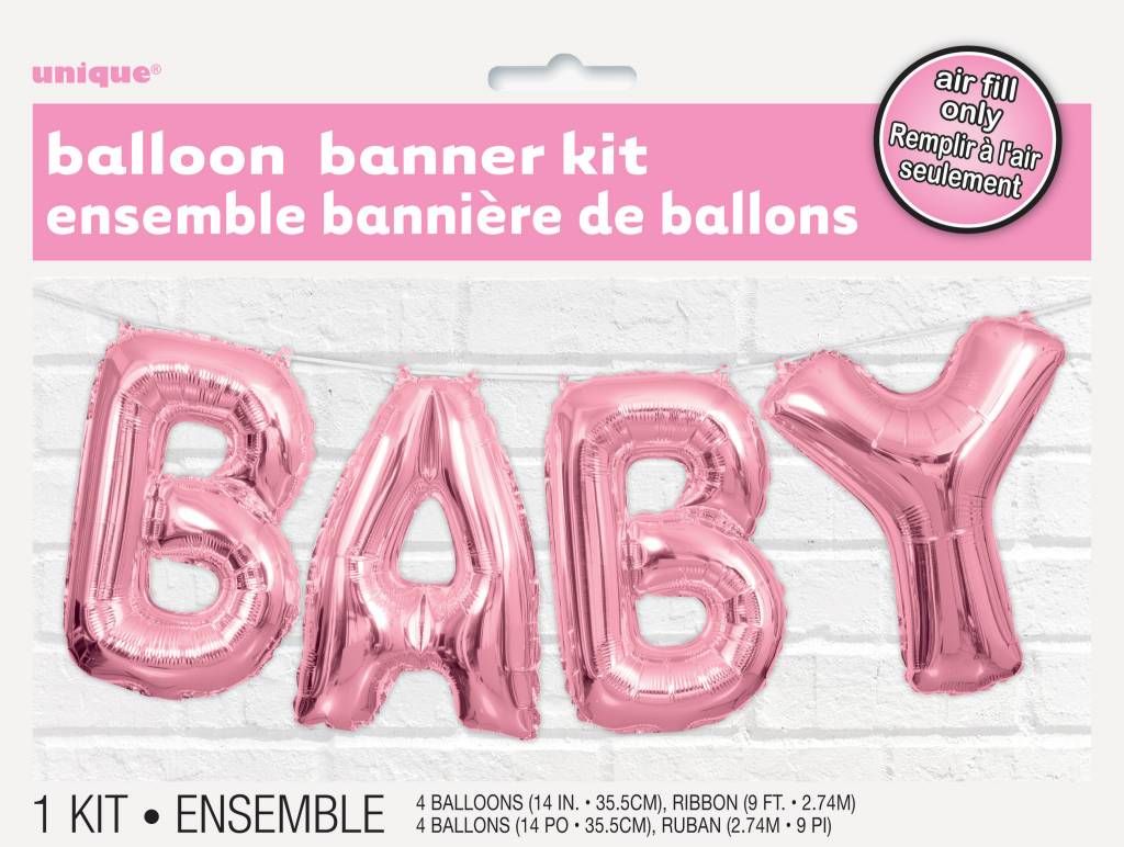Baby Balloon Banner Pink