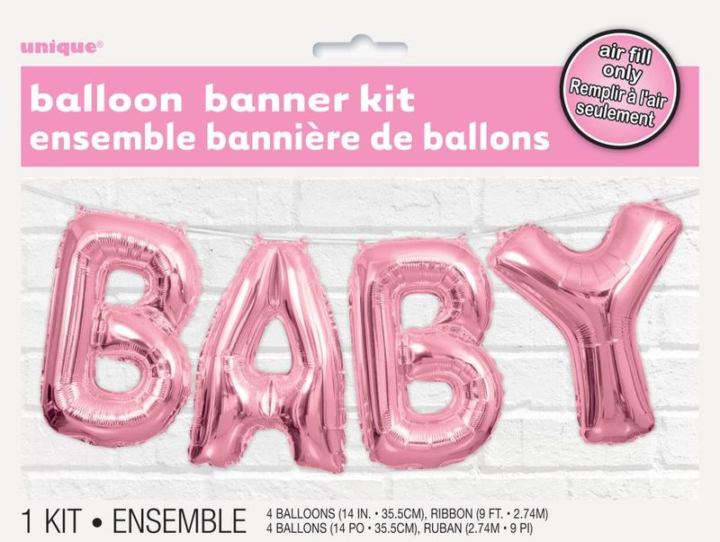 Baby Balloon Banner Pink