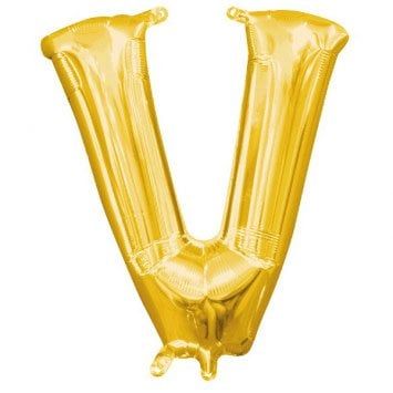 Air-Filled Letter &quot;V&quot;- Gold 14&quot; Balloon (Will Not Float)