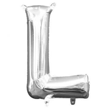 Air-Filled Letter &quot;L&quot;- Silver 14&quot; Balloon (Will Not Float)