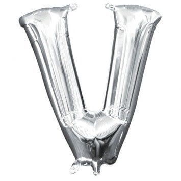 Air-Filled Letter &quot;V&quot;- Silver 14&quot; Balloon (Will Not Float)