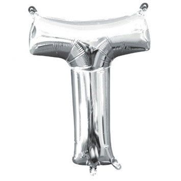 Air-Filled Letter &quot;T&quot;- Silver 14&quot; Balloon (Will Not Float)