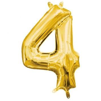 Air-Filled Number &quot;4&quot;- Gold 14&quot; Balloon (Will Not Float)