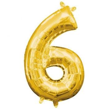 Air-Filled Number &quot;6&quot;- Gold 14&quot; Balloon (Will Not Float)