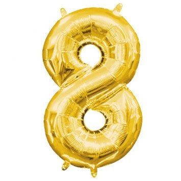 Air-Filled Number &quot;8&quot;- Gold 14&quot; Balloon (Will Not Float)