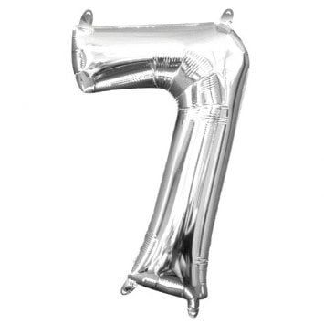 Air-Filled Number &quot;7&quot;- Silver 14&quot; Balloon (Will Not Float)