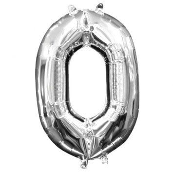 Air-Filled Number &quot;0&quot;- Silver 14&quot; Balloon (Will Not Float)