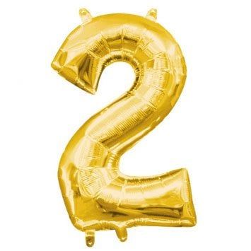 Air-Filled Number &quot;2&quot;- Gold 14&quot; Balloon (Will Not Float)