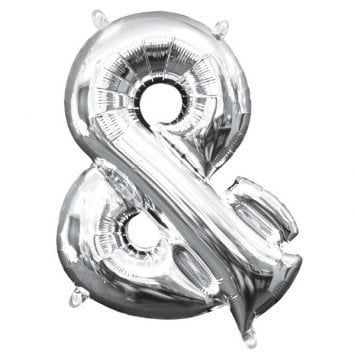Balloon Air-Filled Symbol &quot;&amp;&quot; - Silver 14&quot;  Balloon (Will Not Float)