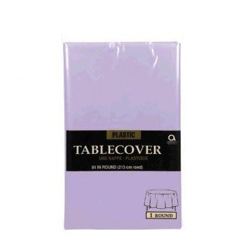 Lavender Round Plastic Tablecover 84&quot;
