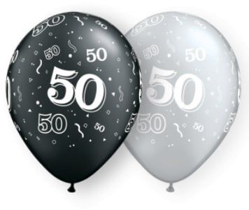 11&quot; #50 Around Black &amp; Silver Balloons (Without Helium)