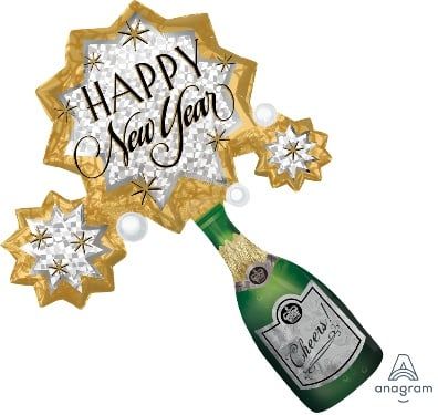 Bubbly New Year 36&quot; Mylar Balloon