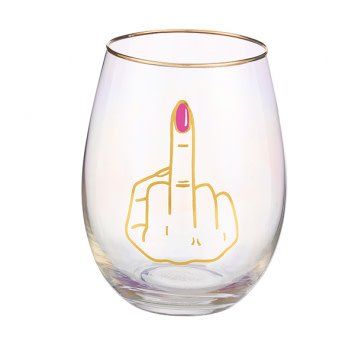 Middle Finger Stemless Glass