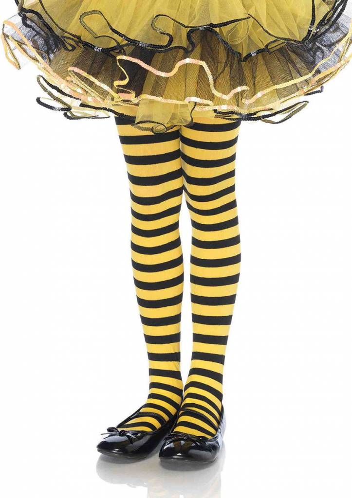 Yellow &amp; Black Striped Pantyhose Medium (Child Size)