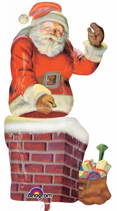 Santa &amp; Chimney Multi Shape 53&quot; Mylar Balloon