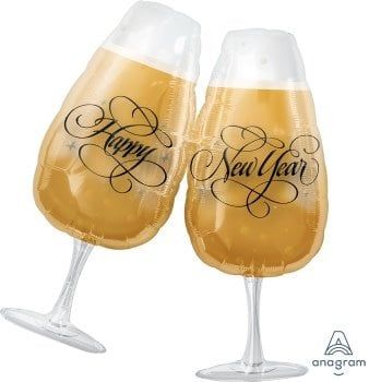 New Year&#39;s Toasting Glass 30&quot; Mylar Balloon