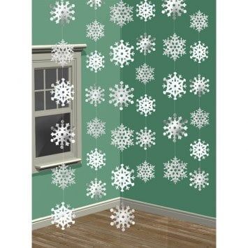 Snowflake Foil 7&#39; String Decorations (6)