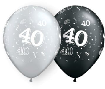 11&quot; #40 Around Black &amp; Silver Balloons (Without Helium)