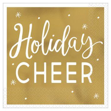 Holiday Cheer Beverage Napkins Gold Hot-Stamped (16)