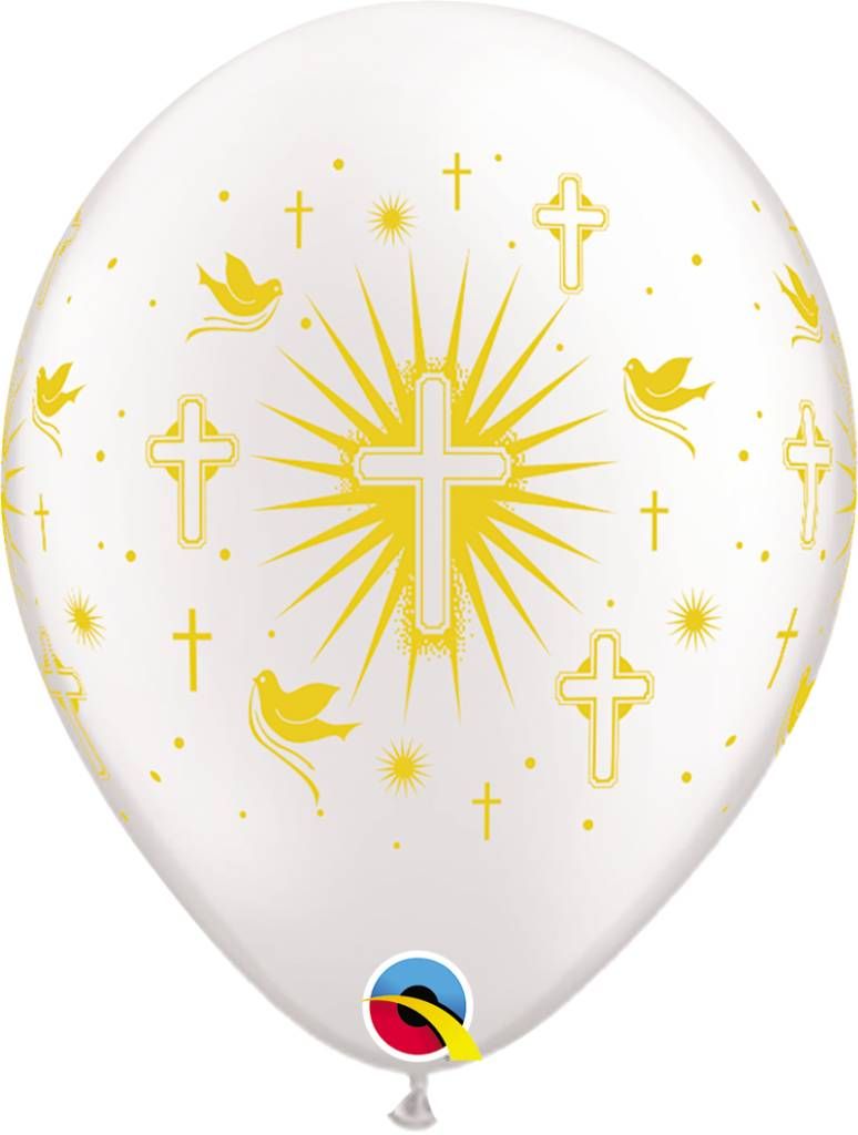 11&quot; Gold Cross &amp; Doves Balloon (Without Helium)