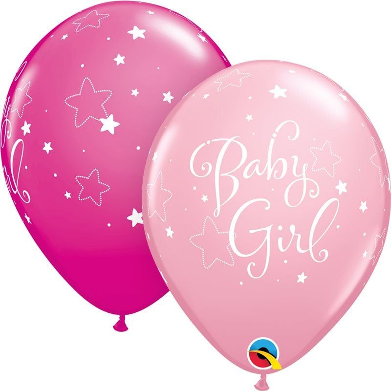 11&quot; Baby Girl Stars Balloon (Without Helium)