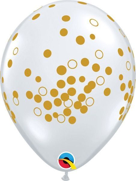 11&quot; Confetti Clear with Gold Dots Balloon (Without Helium)