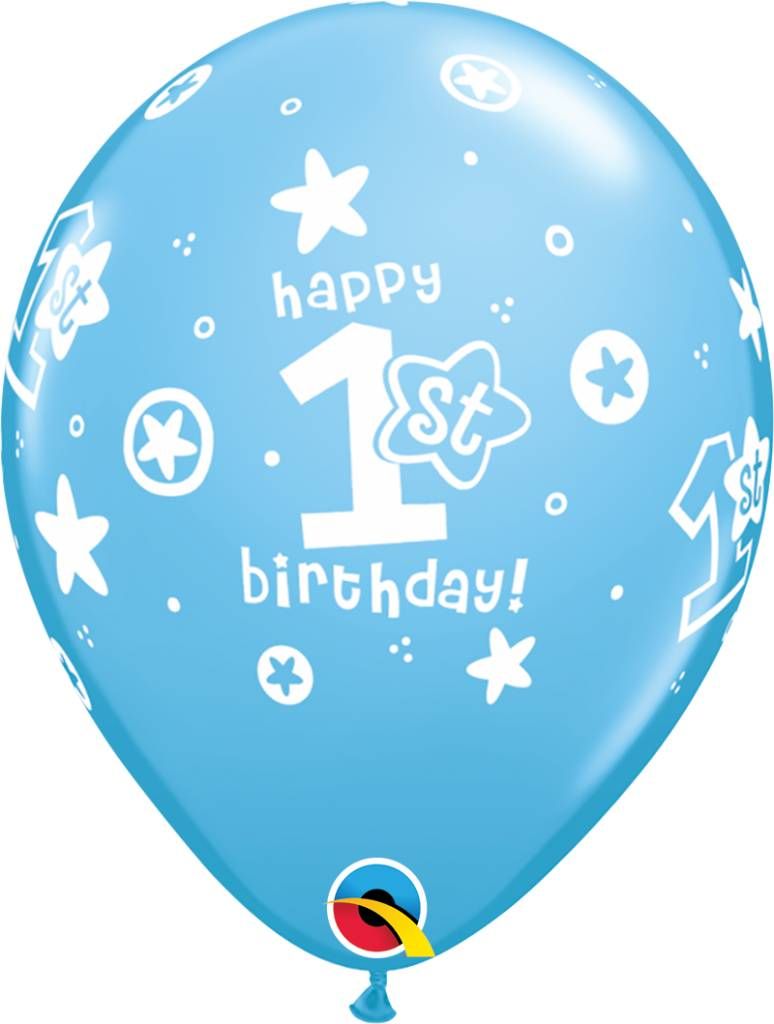11&quot; 1st Birthday Blue Circle Stars Balloons (Without Helium)