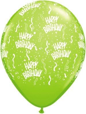 11&quot; Birthday Around Lime Balloons (Without Helium)