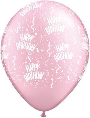 11&quot; Birthday Around Pearl Pink Balloons (Without Helium)
