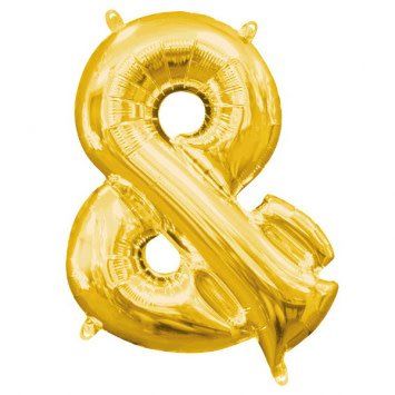 Balloon Air-Filled Symbol &quot;&amp;&quot; - Gold 14&quot; Balloon (Will Not Float)