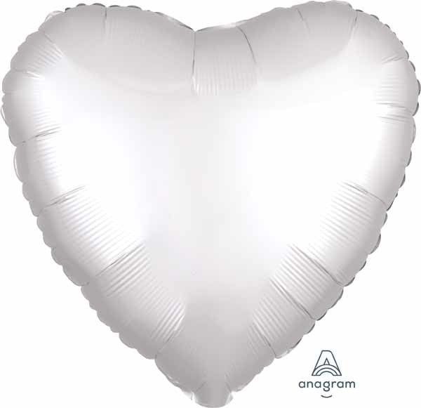 White Heart Satin Luxe 18&quot; Mylar Balloon