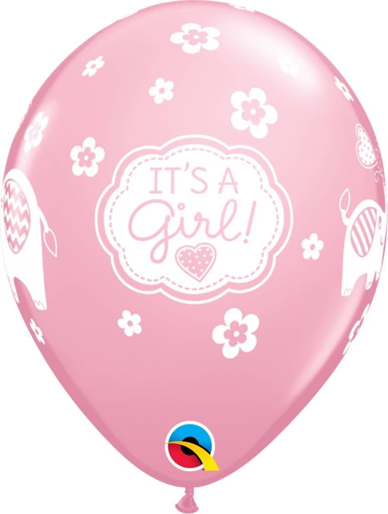 11&quot; It&#39;s A Girl Elephants Balloon (Without Helium)