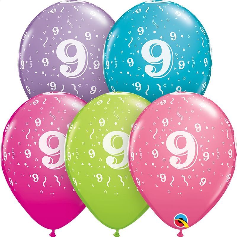 11&quot; #9 Confetti Trendy Balloons (Without Helium)