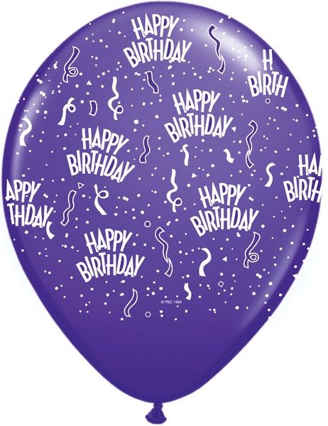 11&quot; Birthday Around Purple Violet Balloons (Without Helium)