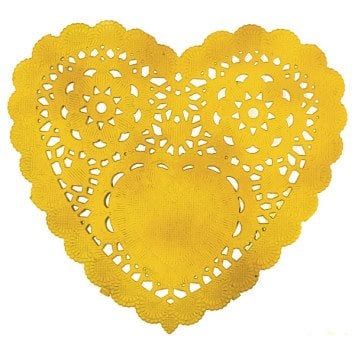 Gold Heart Doilies (10)