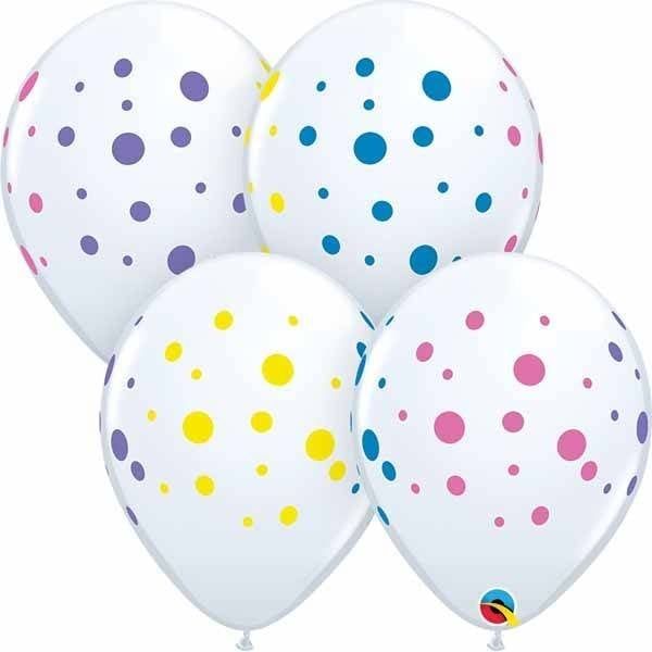 11&quot; Colourful Dots White Balloons (Without Helium)