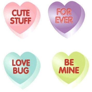 Conversation Heart Packaged Paper Cutouts