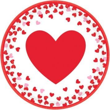 Confetti Hearts 9&quot; Round Plates  (8)