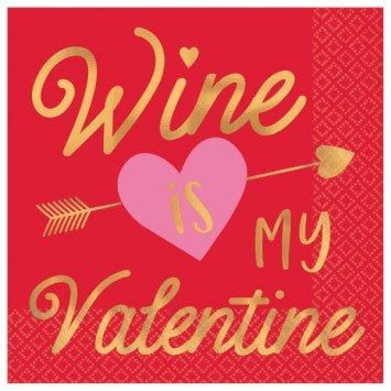 Wine Is My Valentine Hot Stamp Beverage Napkins (16)