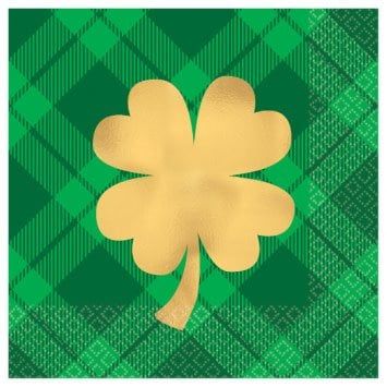 Gold Shamrock Beverage Napkins (16)