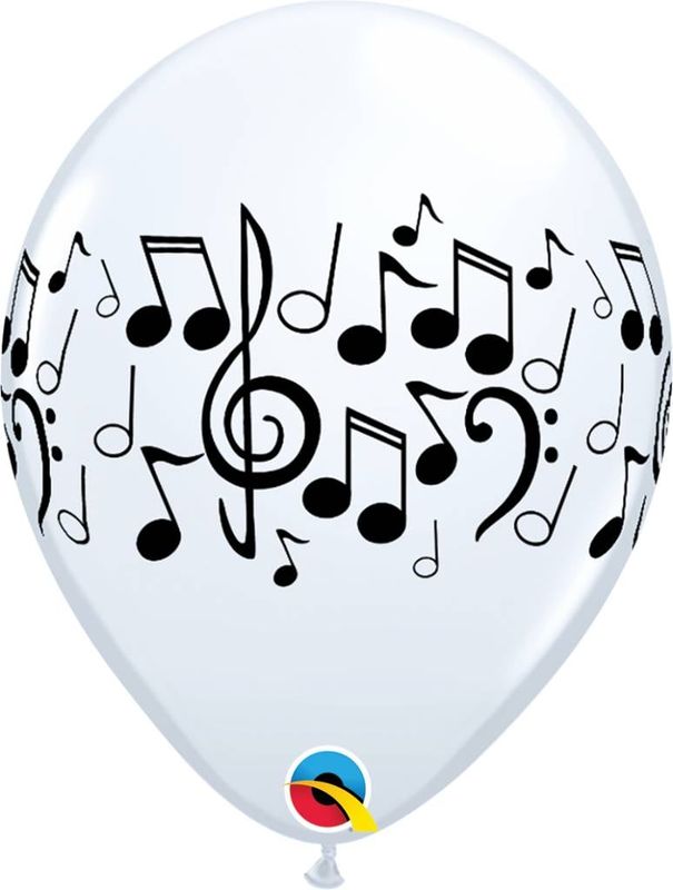 11&quot; White Music Notes Balloon (Without Helium)