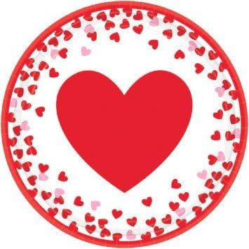 Confetti Hearts 7&quot; Round Plates (8)