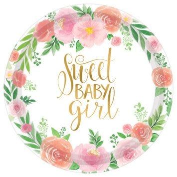Floral Baby Round 7&quot; Plates (8)