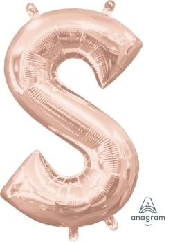Air-Filled Letter &quot;S&quot;- Rose Gold 14&quot; Balloon (Will Not Float)