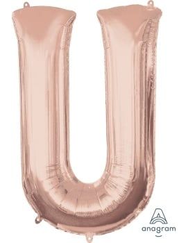 Rose Gold Letter U Mylar 34&quot; Balloon