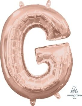 Air-Filled Letter &quot;G&quot;- Rose Gold 14&quot; Balloon (Will Not Float)